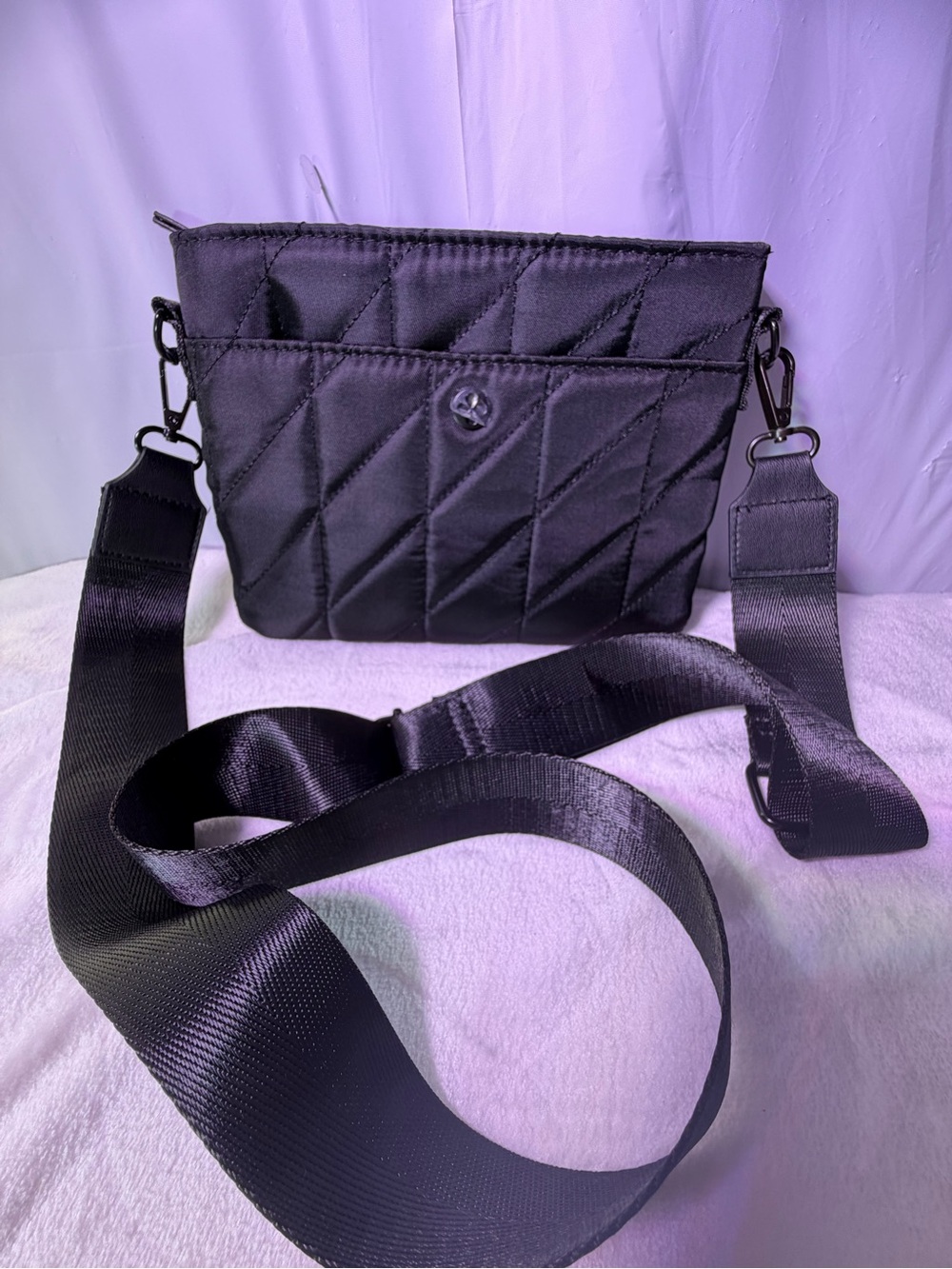 Nollie Black Quilted Crossbody Bag with Detachable Strap